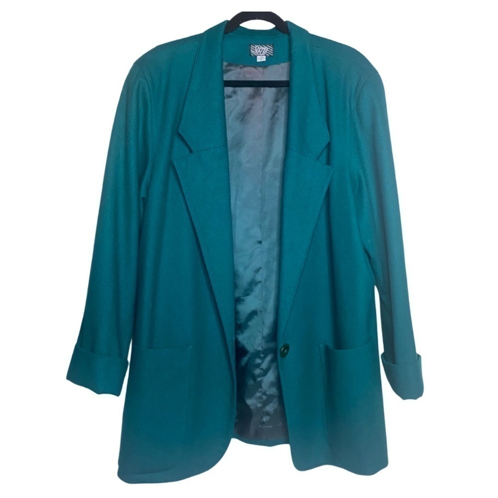 Vintage KGR Emerald Green Wool Blazer Made in USA Sz 16